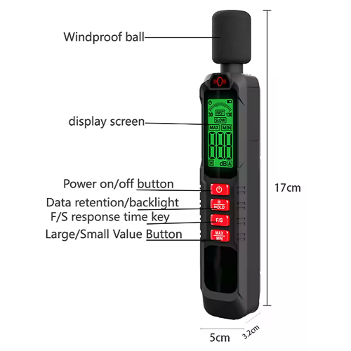 Digital Noise Sound Level Meter with A Weighting & High Accuracy 0.1dB - Agro Enviro Tests - Image 2