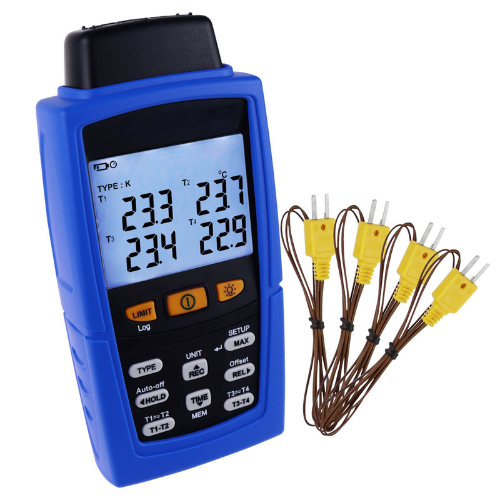4-Channel Digital Thermocouple Thermometer Data Logger with Multi-Type Inputs - Agro Enviro Tests