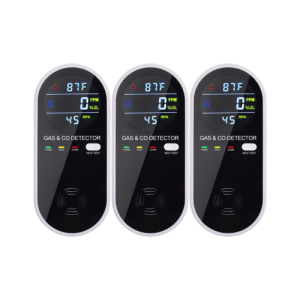 CO and Natural Gas Detector 4-in-1 Plug in Alarm Temp Humidity Monitor - Agro Enviro Tests